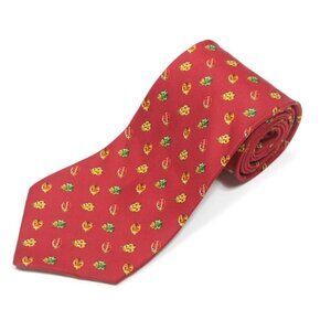 SALVATORE FERRAGAMO Insect Spotted Ladybug on Red Men's Silk Neck Tie